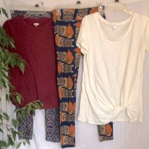 Lot of 4 LULUROE One size fox print & OLD NAVY & BR SZ S casual wear loungewear